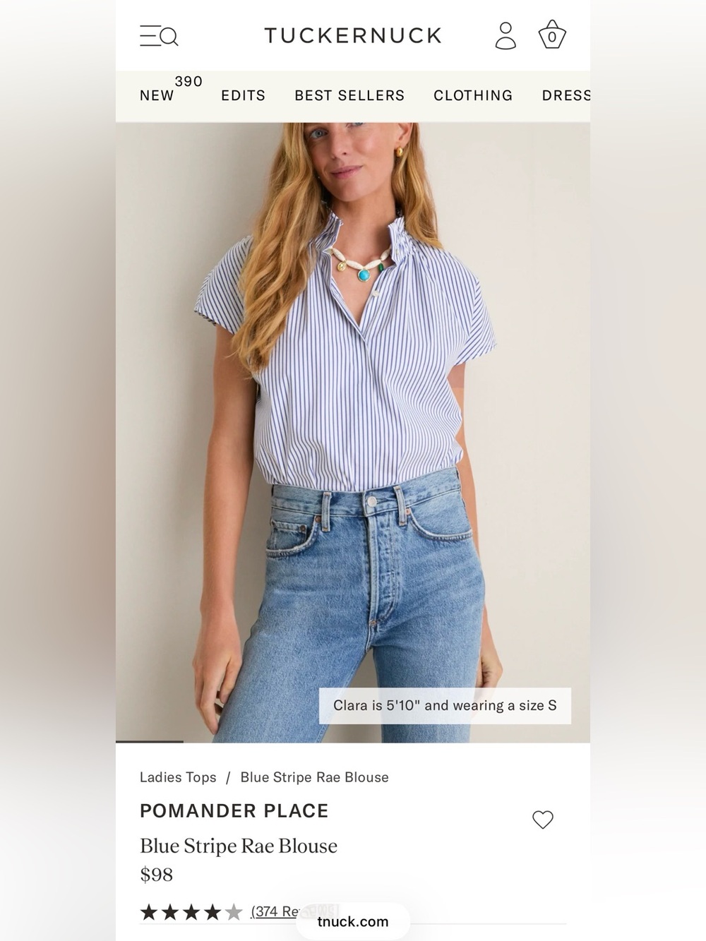 Pomander Place Tuckernuck Blue and White Striped button down blouse - size M